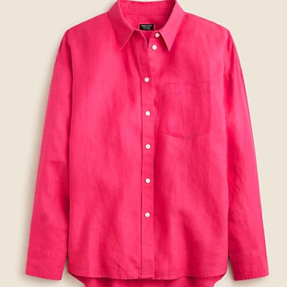 J. Crew Étienne oversized shirt in Baird McNutt Irish linen in Snapdragon XL